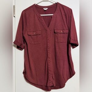 Sonoma Women's Burgundy Short Sleeve Top